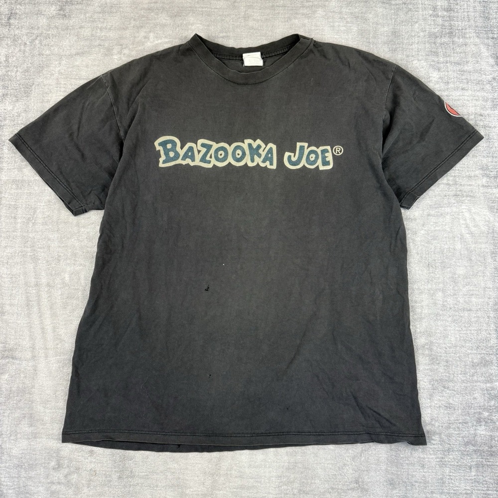 Vtg Bazooka Joe Shirt Mens Large Black 1995 Promo Comic Strip Double Sided Topps